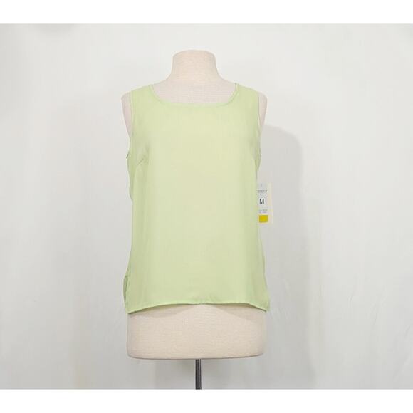 Notations Blouse Tank Top Set Floral Print Sheer Green Misses Size M New - Picture 6 of 12